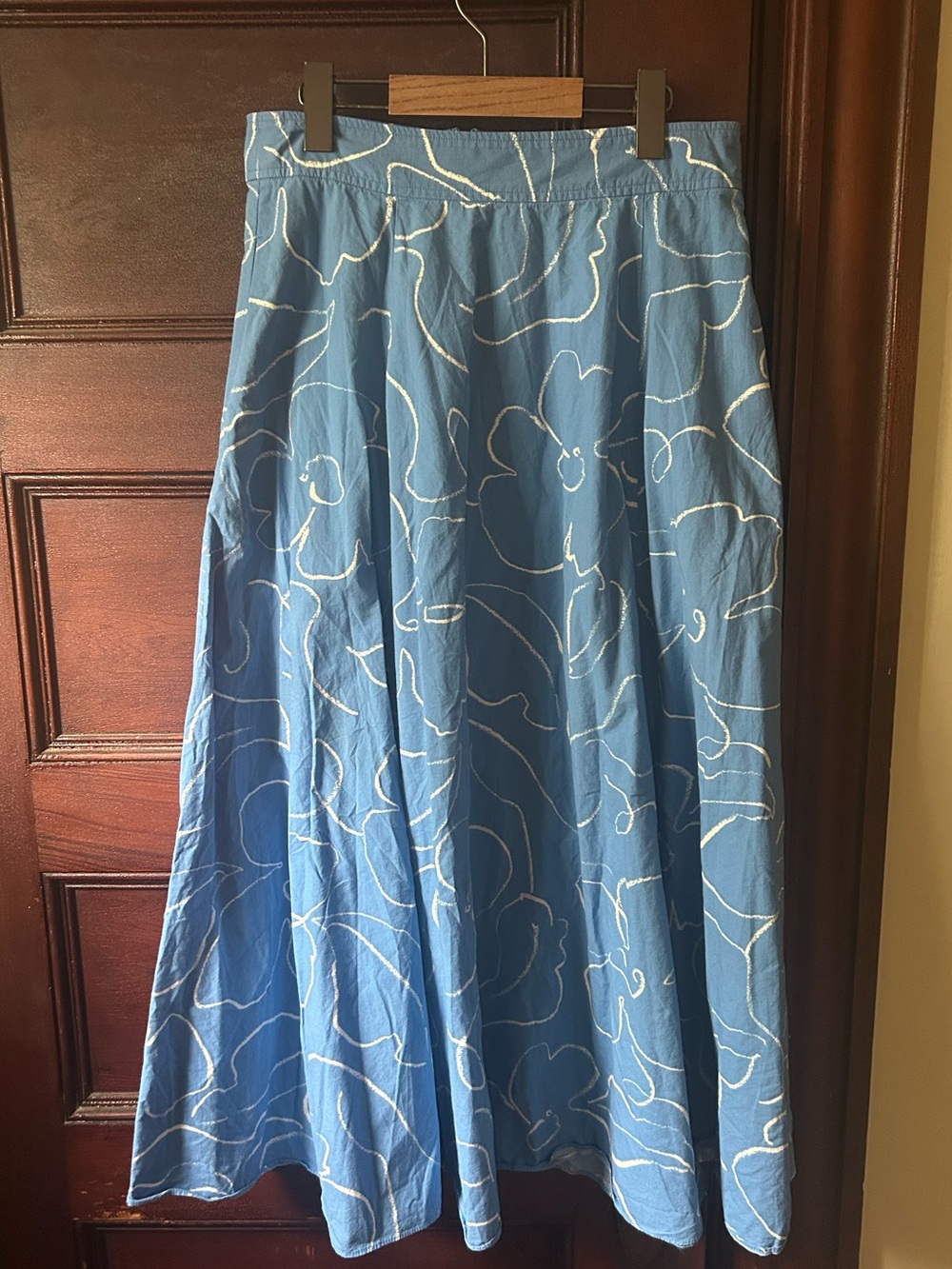 Madewell Signature Cotton Poplin Maxi Skirt in Abstract Blue Floral Size 6 - Picture 6 of 8